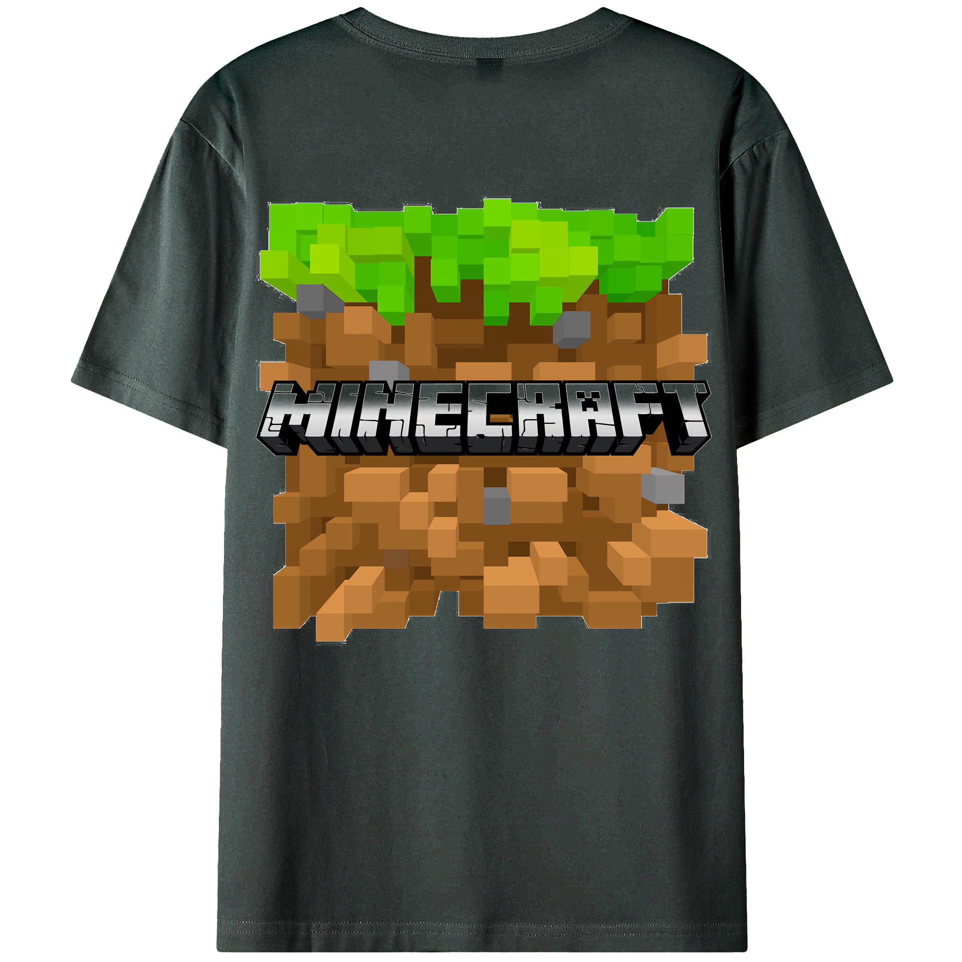（画像用） マインクラフト ブロックの世界 Minecraft MC Block world 綿100％ メンズ半袖Tシャツ（バックプリント） 通気性